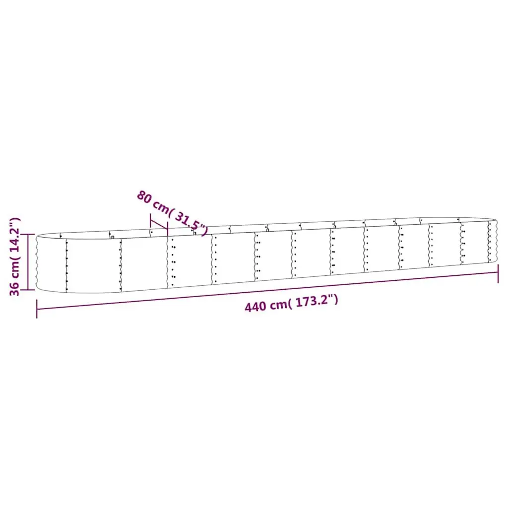 Garden Raised Bed Planter Box Outdoor Vegetable Flower Herb Pot 440 x 80 x 36 cm Grey Galvanised Steel
