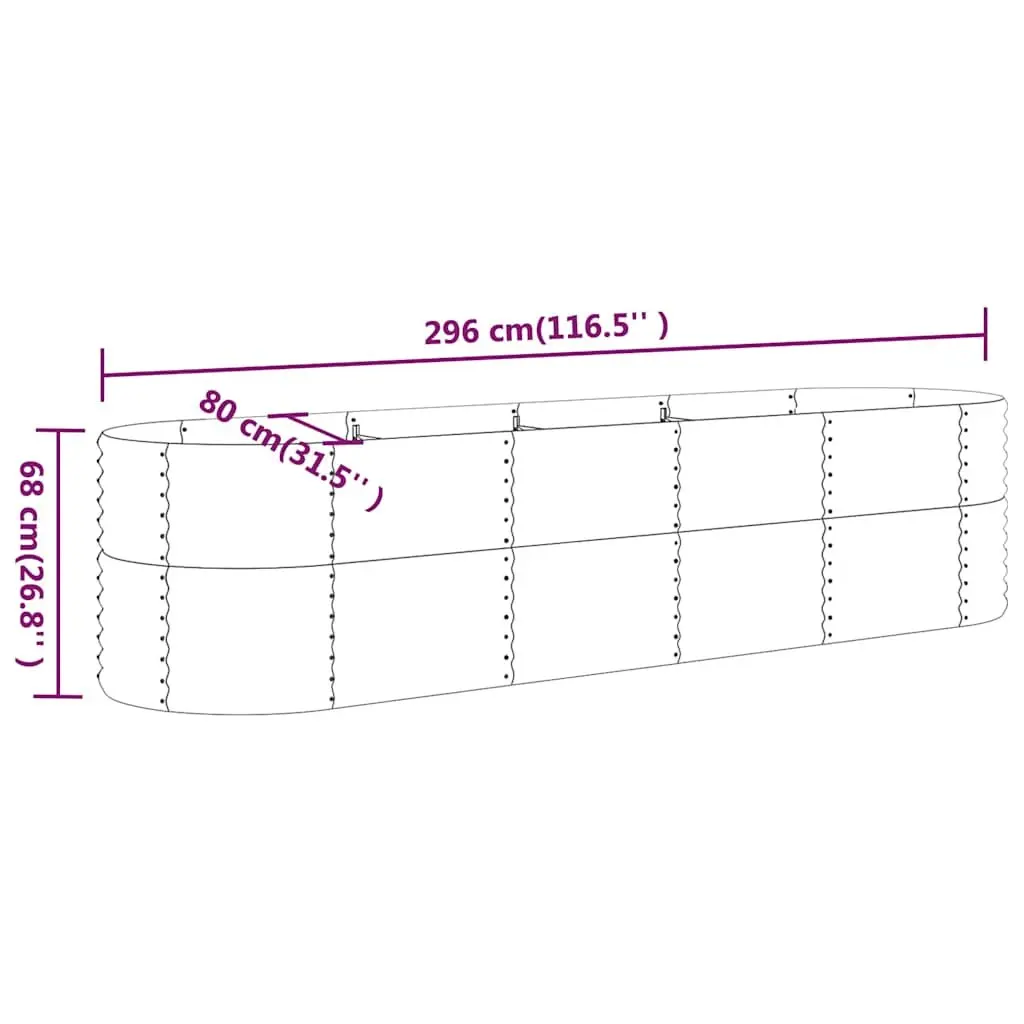 Raised Garden Bed Planter Outdoor 296x80x68cm Anthracite Galvanised Steel