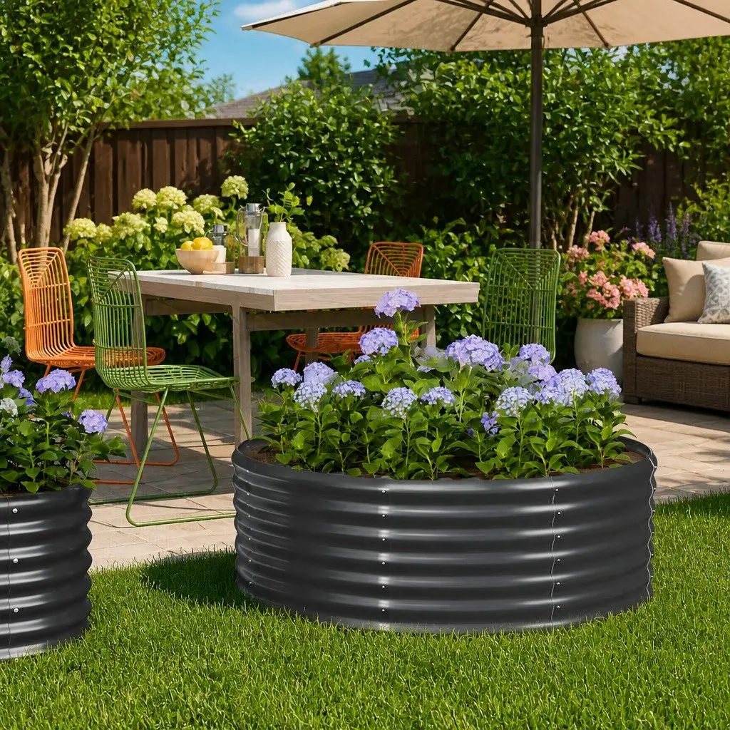 Garden Raised Bed Planter Box Outdoor Vegetable Flower Herbs 100x100x36cm Anthracite Steel