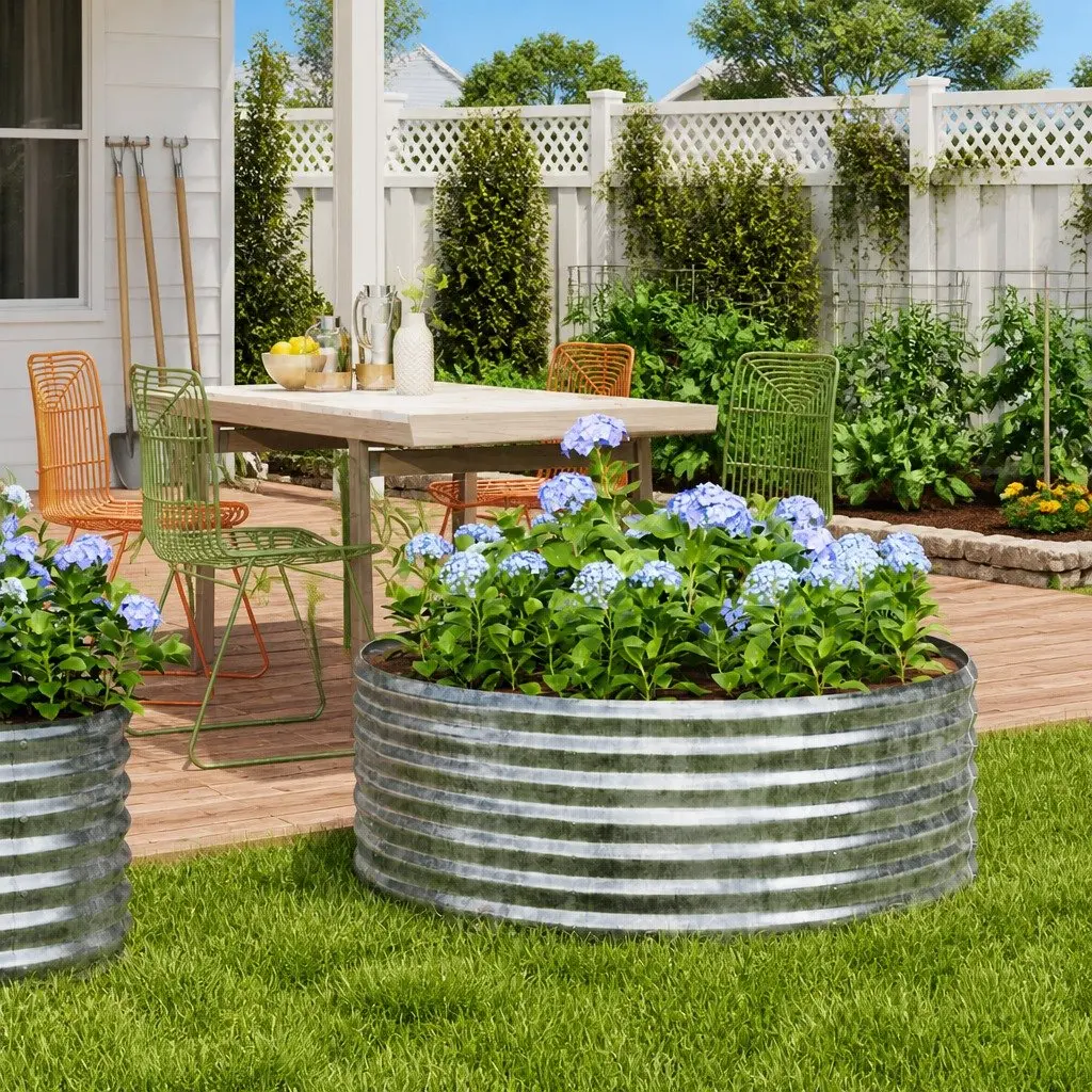 Garden Raised Bed Planter Box Outdoor Vegetable Flower Herb Pot Container 100 x 100 x 36 cm Silver