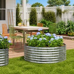 Garden Raised Bed Planter Box Silver Outdoor Vegetable Flower Herb Pot Container