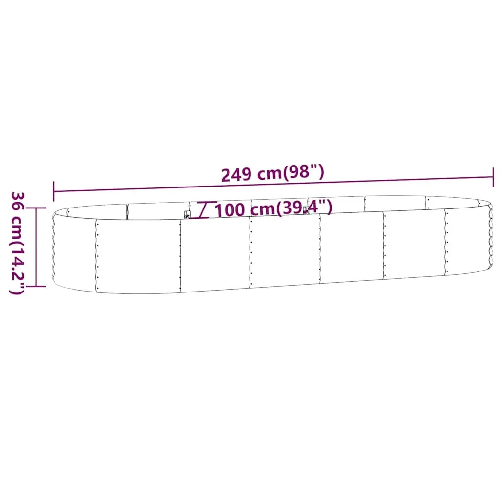 Raised Garden Bed Planter Outdoor Vegetables Flowers 249 x 100 x 36 cm Anthracite Steel Frame
