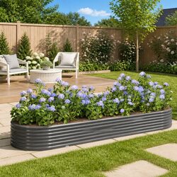 Reliable Grey Galvanised Steel Raised Garden Bed