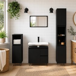 Reliable 3 Piece Black Bathroom Furniture Set