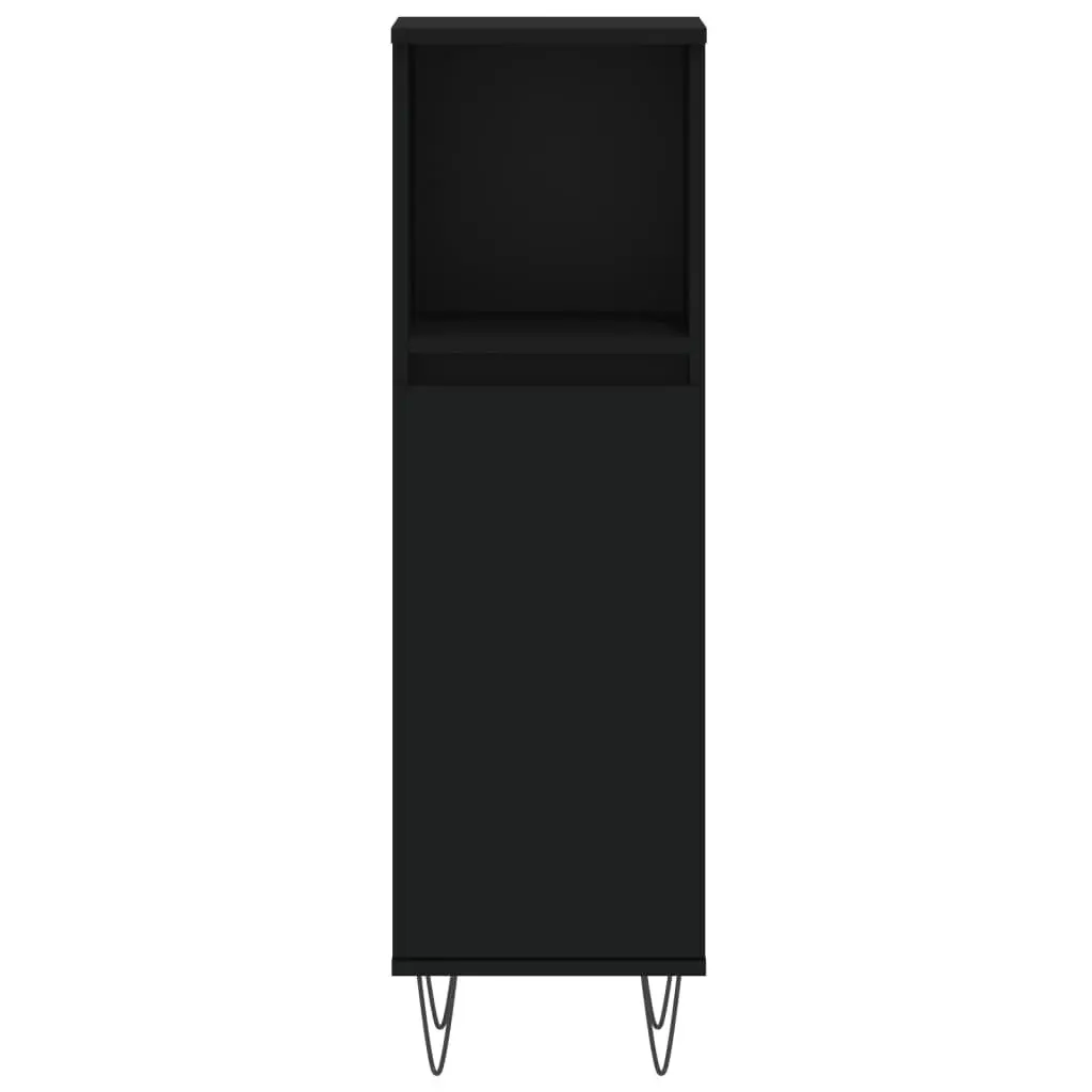 3 Piece Bathroom Furniture Set Black Engineered Wood Cabinet Sink Storage