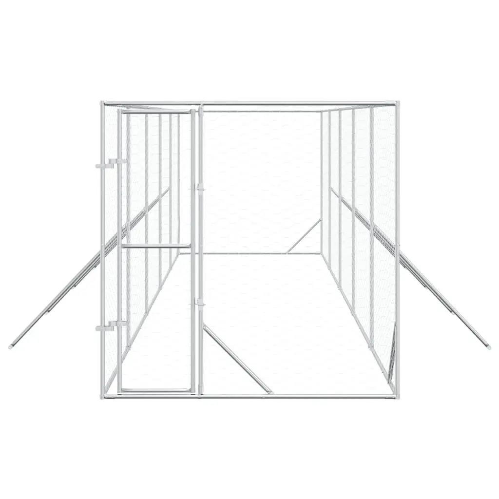 Dog Kennel Outdoor Enclosure 2 x 10 x 2 m Silver Galvanised Steel