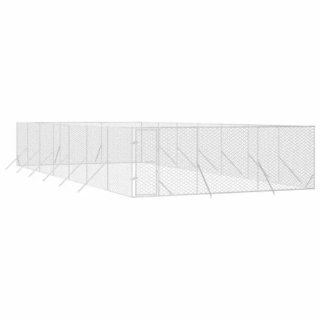 Outdoor Dog Kennel Secure Enclosure 6x14x2m Silver Galvanised Steel