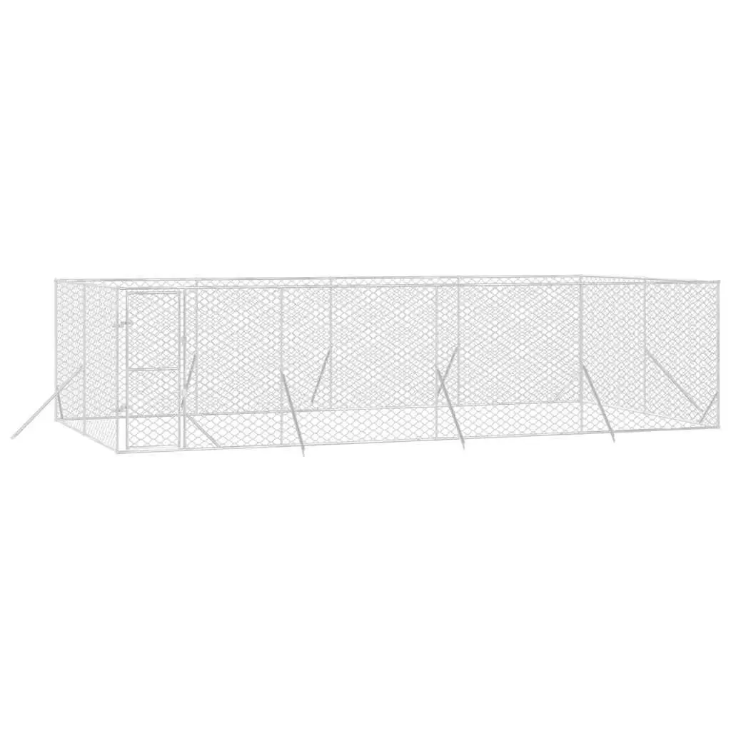 Dog Kennel Outdoor Lockable Enclosure 8x4x2 m Silver Galvanised Steel