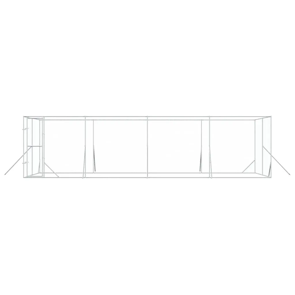 Dog Kennel Outdoor Lockable Enclosure 8x4x2 m Silver Galvanised Steel