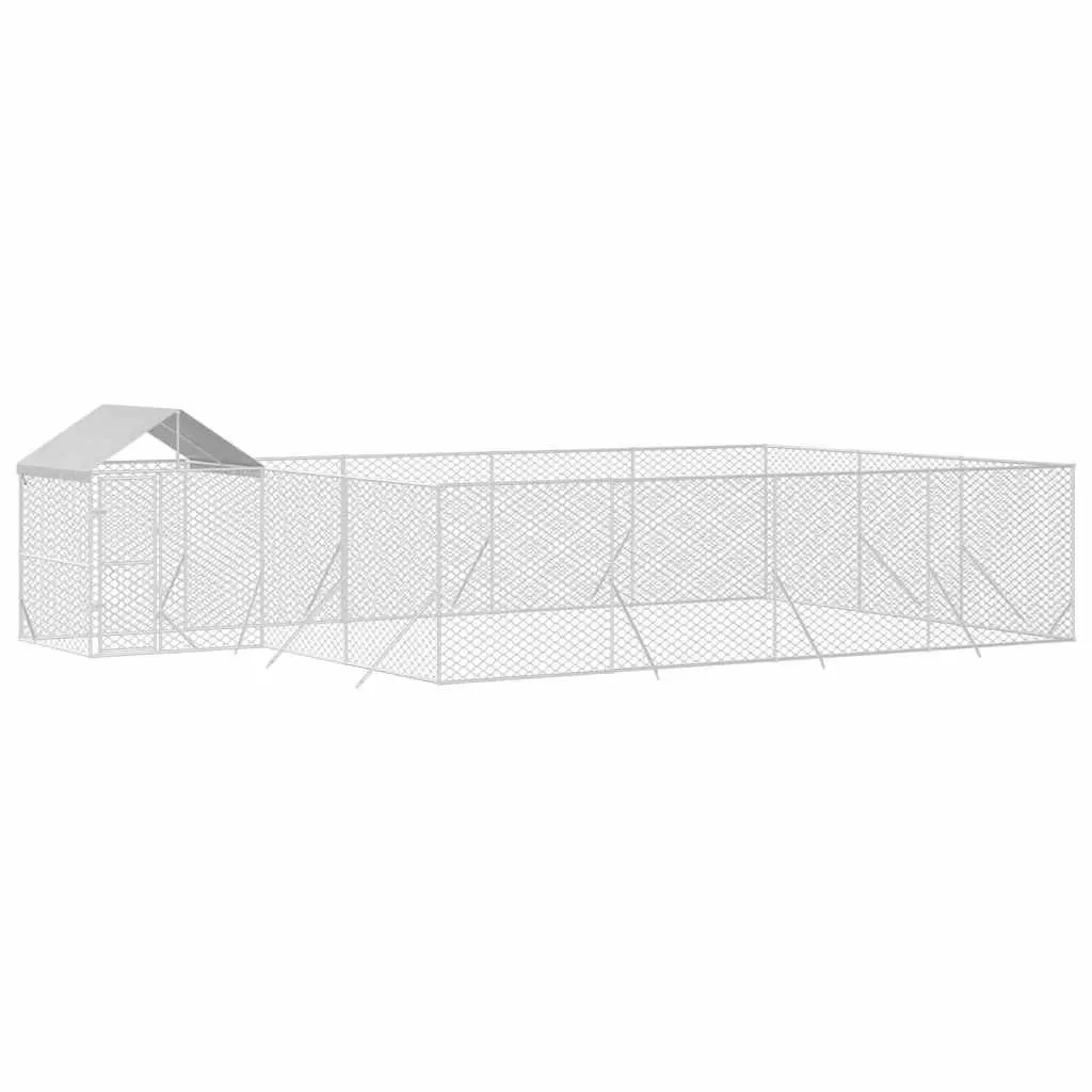 Dog Kennel Outdoor Run Enclosure Shelter 10 x 6 x 2.5 m Silver Galvanised Steel