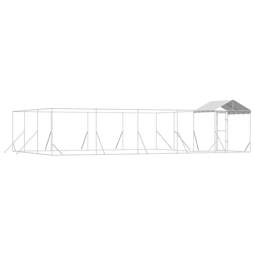 Dog Kennel Outdoor Run Enclosure Shelter 10 x 6 x 2.5 m Silver Galvanised Steel