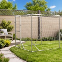 Reliable Outdoor Dog Kennel with Roof in Silver 2x6x2.5m