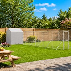 Reliable Outdoor Dog Kennel with Roof in Silver 12x12x2.5m