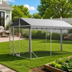 Reliable Silver Outdoor Kennel with Roof 3x9x2.5m