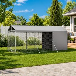 Comfort and Security in a Silver Outdoor Dog Kennel 2x6x2.5 m