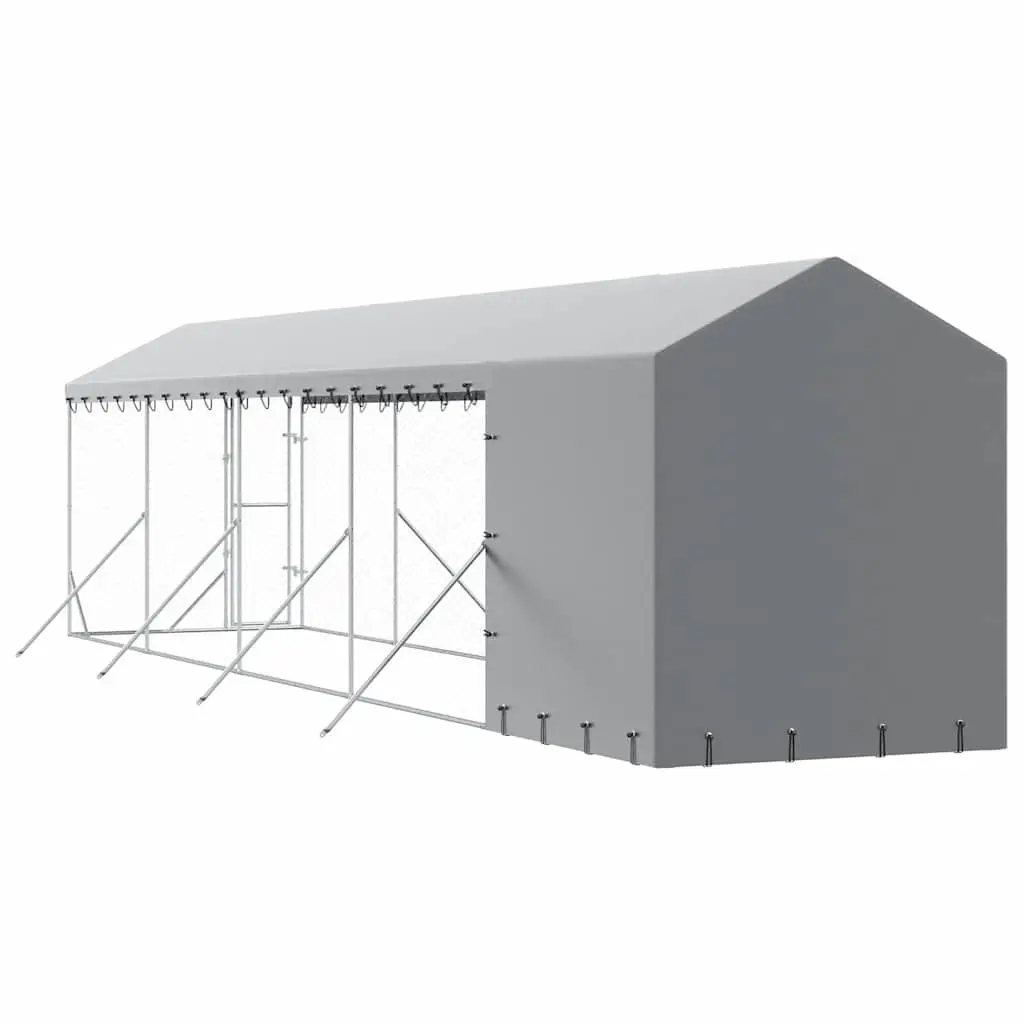 Dog Kennel Outdoor Enclosure 2x10x2.5m Silver Galvanised Steel
