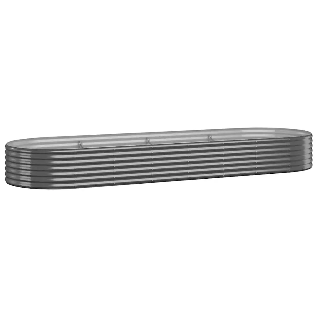 Garden Raised Bed Galvanised Steel Planter Outdoor Vegetable Herb Flower Pot Box Anthracite 322 x 100 x 36 cm