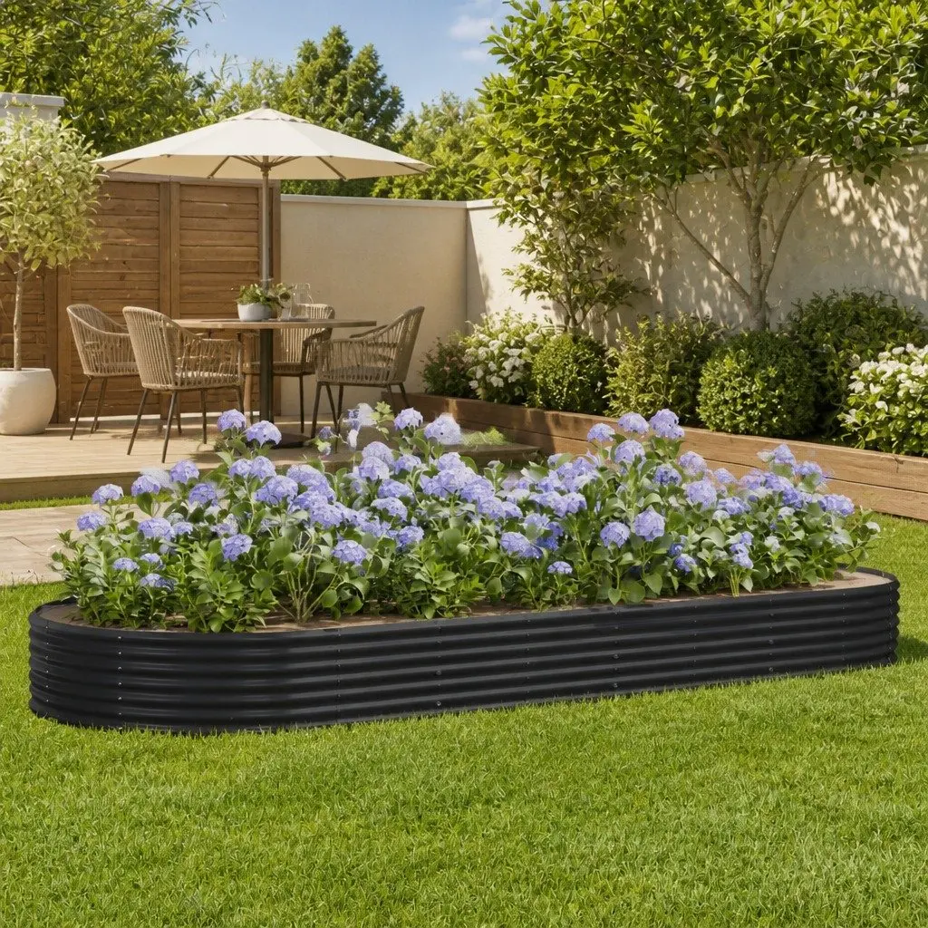 Galvanised Steel Raised Garden Bed Anthracite 373x140x36 cm Outdoor Planter
