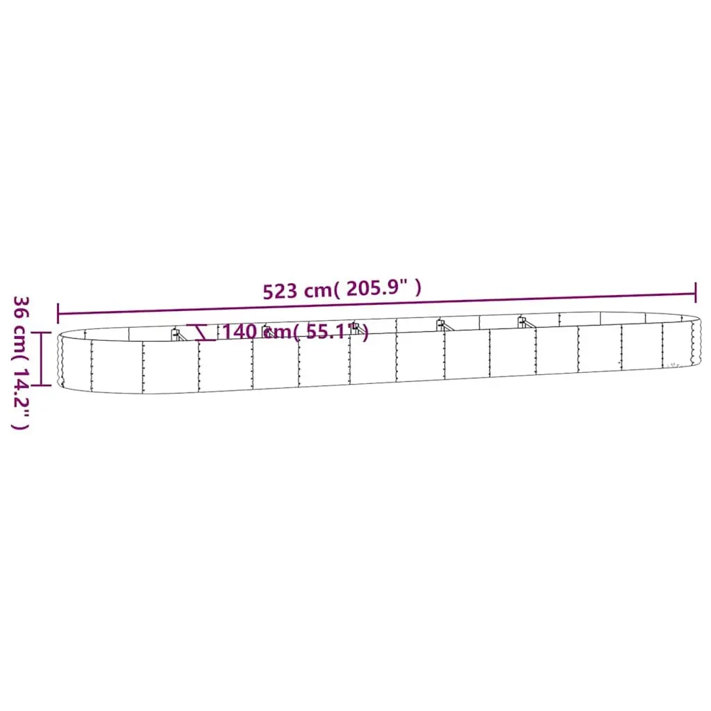 Raised Bed Planter Outdoor Vegetable Herb Flower Galvanised Steel Frame Grey 523x140x36cm