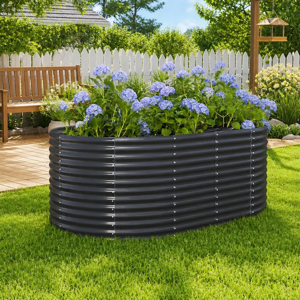 Raised Garden Bed Outdoor Planter Box Steel Frame 175x100x68cm Anthracite