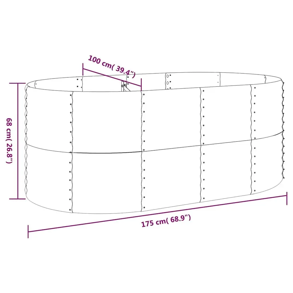 Galvanised Steel Raised Garden Bed Planter Outdoor Flowers Vegetables Herbs 175 x 100 x 68 cm Silver