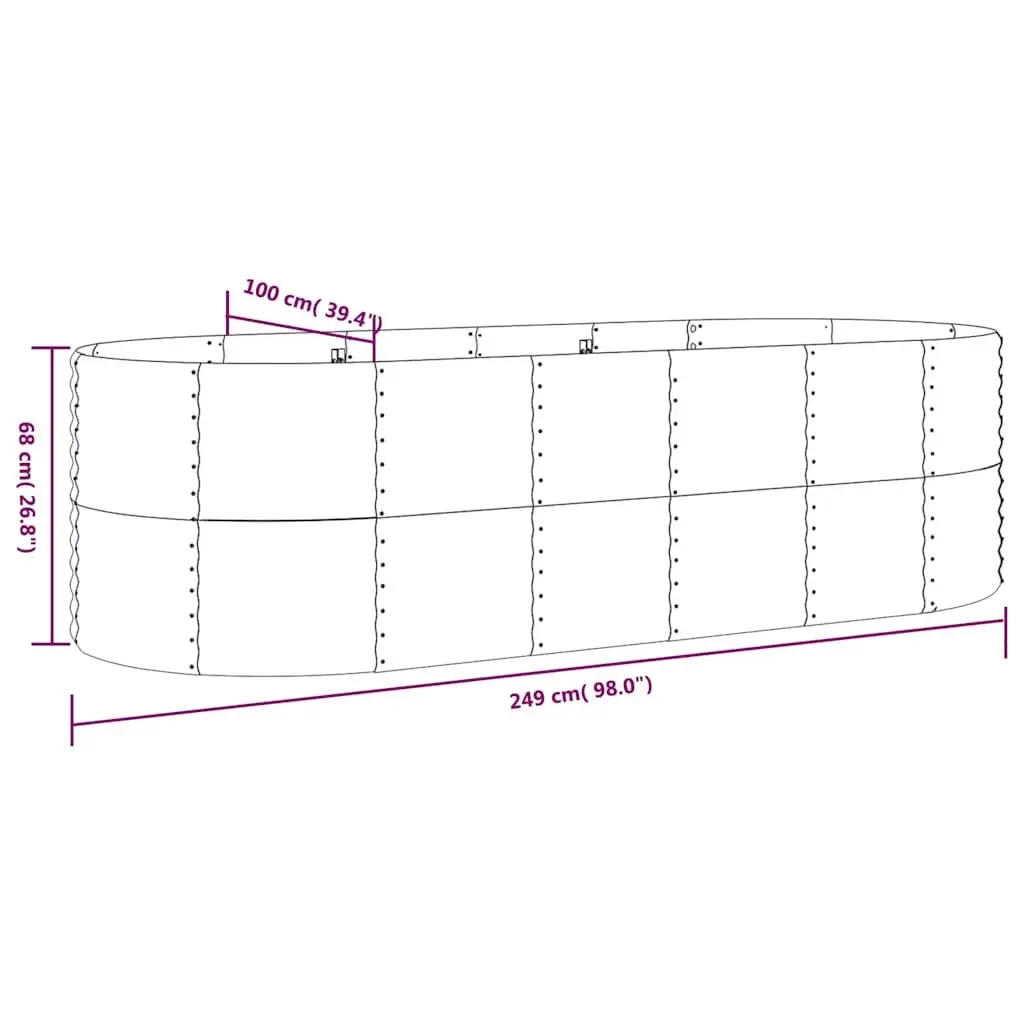 Galvanised Steel Raised Garden Bed Outdoor Vegetable Flower Planter Box 249 x 100 x 68 cm Grey