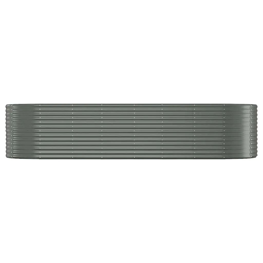 Garden Raised Bed Galvanised Steel Planter Box Outdoor Vegetable Herb 322 x 100 x 68 cm Grey