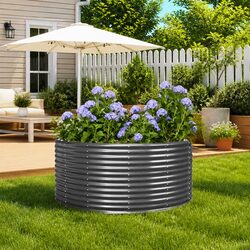 Reliable Grey Raised Bed 140x140x68 cm for Gardening