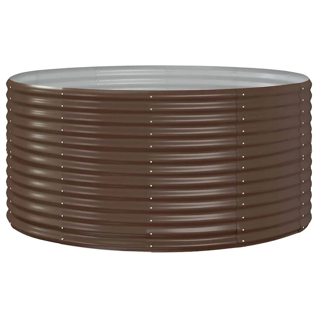 Garden Raised Bed Outdoor Planter 140x140x68cm Brown Galvanised Steel Frame
