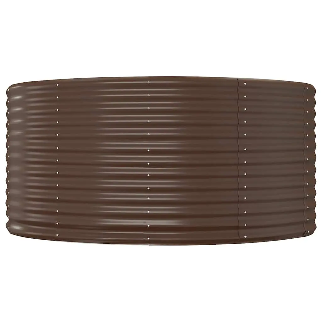 Garden Raised Bed Outdoor Planter 140x140x68cm Brown Galvanised Steel Frame