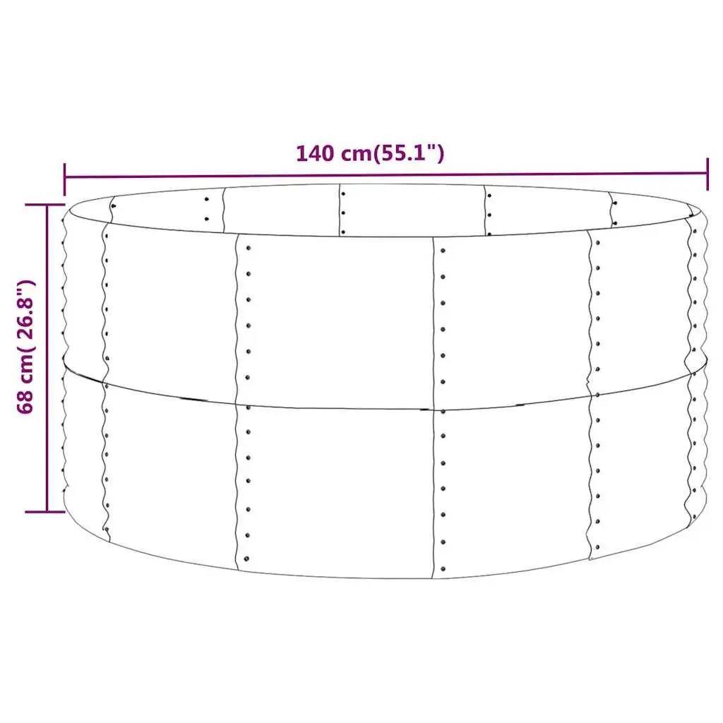 Garden Raised Bed Anthracite 140x140x68cm Galvanised Steel Planter Box Outdoor