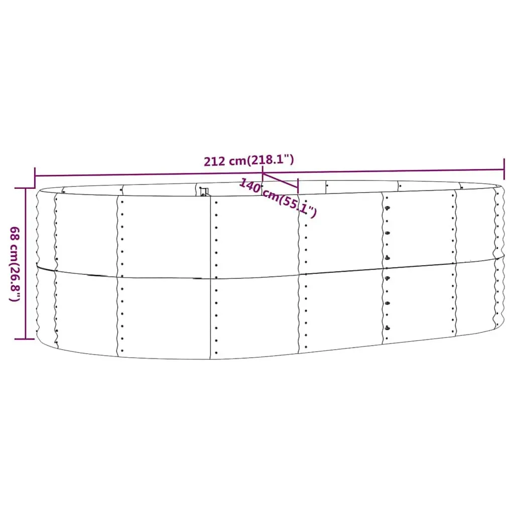 Raised Garden Bed for Plants 212x140x68 cm Anthracite Galvanised Steel Planter Box