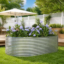 Garden Raised Bed Planter Silver 212x140x68 cm Outdoor Vegetable Flower Box