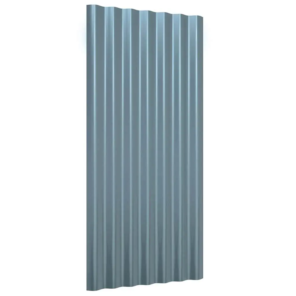 Metal Roof Panels Outdoor Roofing 80 x 36 cm Grey 36 Piece Corrugated Ribbed Sheets