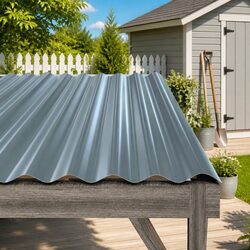 Metal Roof Panels 12pcs Corrugated Ribbed Sheets Grey 100x36cm Shed Garage