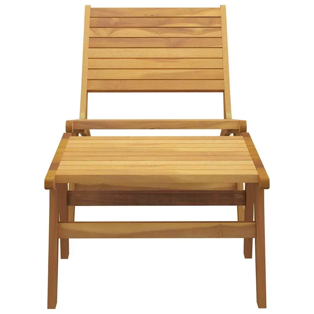 Garden Chair with Footrest Solid Teak Wood Outdoor Patio Furniture Foldable Brown