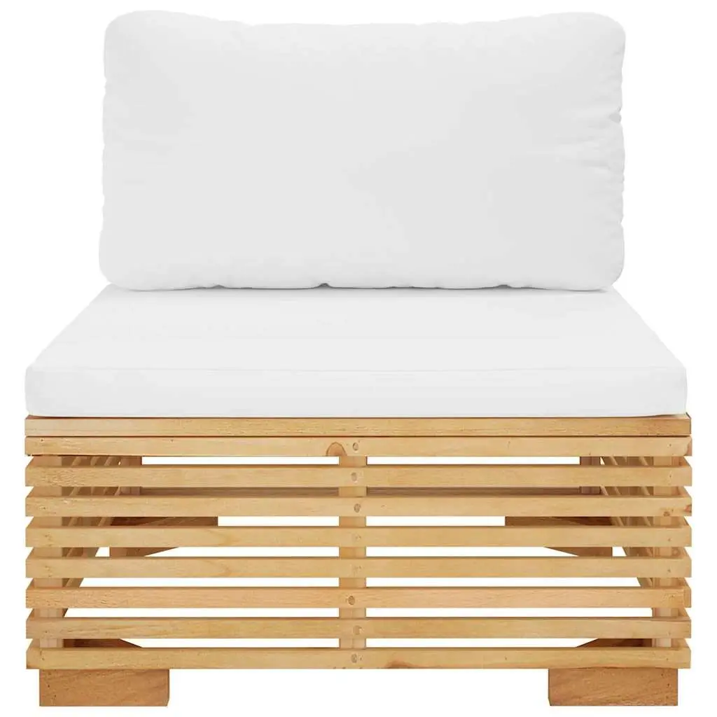 Solid Teak Middle Sofa with Cream Cushions for Relaxation