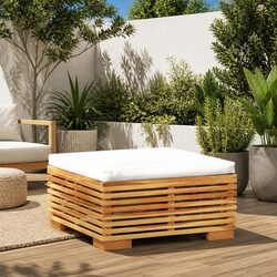 Reliable Teak Wood Footrest Ottoman with Cushion
