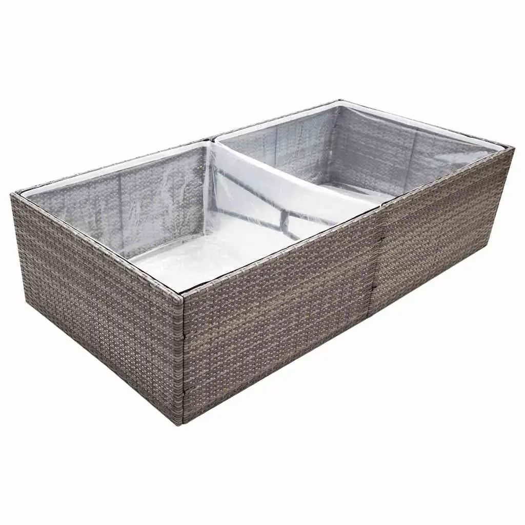 Garden Planter Box Outdoor Flower Plant Container 157L x 80W x 40H cm Grey Poly Rattan
