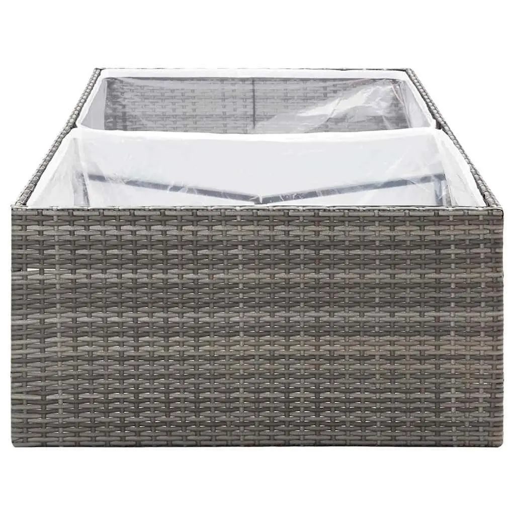 Garden Planter Box Outdoor Flower Plant Container 157L x 80W x 40H cm Grey Poly Rattan