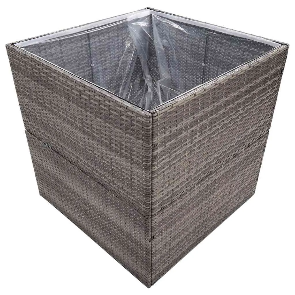 Garden Planter Outdoor Flower Bed 80x80x80 cm Grey Poly Rattan