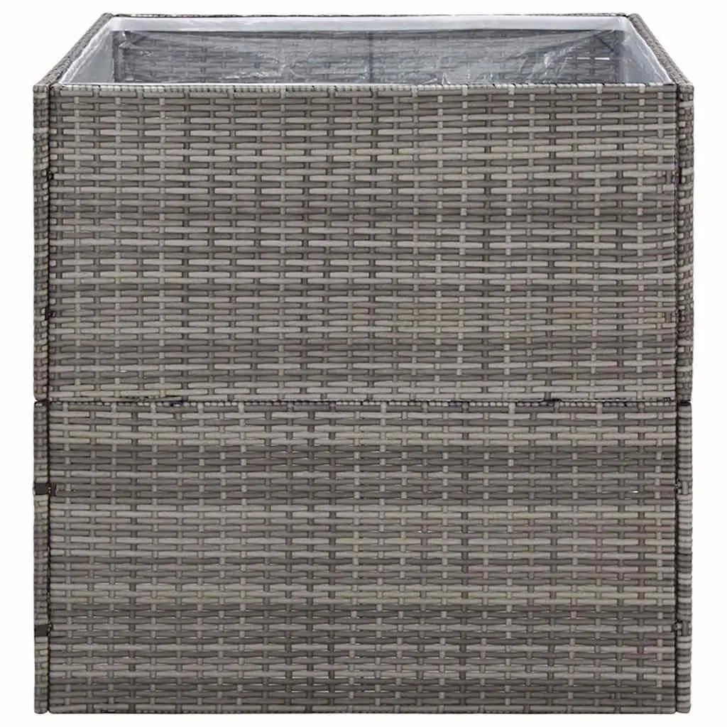 Garden Planter Outdoor Flower Bed 80x80x80 cm Grey Poly Rattan