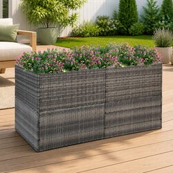 Reliable Grey Poly Rattan Garden Planter Box
