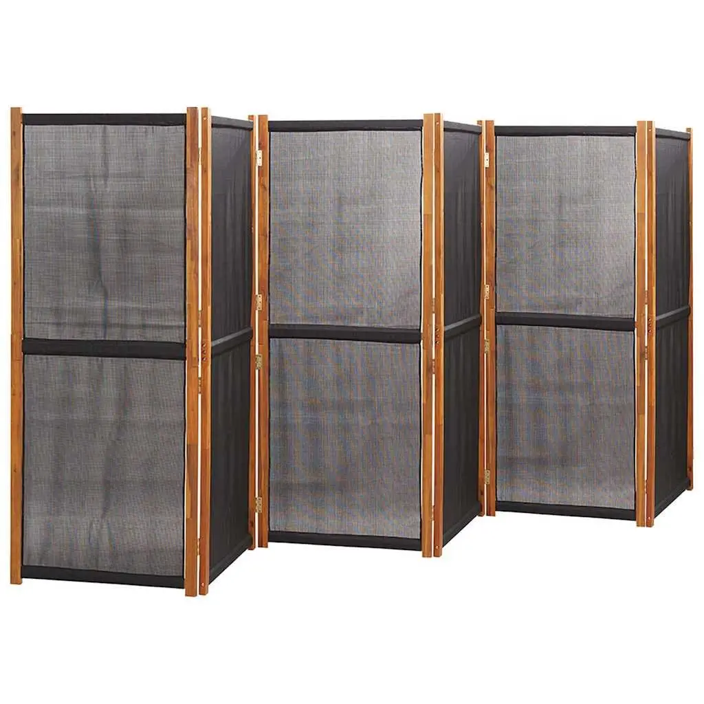 6-Panel Room Divider Privacy Partition Folding Screen Black Indoor Outdoor