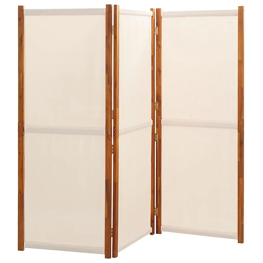 3-Panel Room Divider Privacy Screen 210 x 180 cm Cream Folding Partition Indoor Outdoor