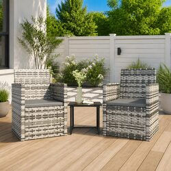 Reliable 3 Piece Outdoor Lounge Set in Grey Rattan