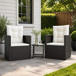 Reliable and Stylish Outdoor Lounge Set with Cushions - Black