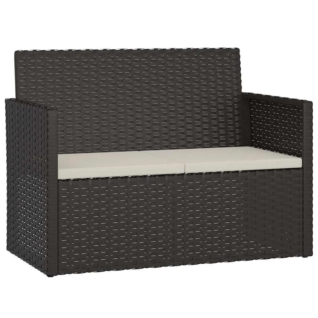 Outdoor Lounge Set 4 Piece Poly Rattan Garden Furniture with Cushions Black