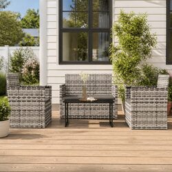 Comfortable and Durable 4-Piece Grey Lounge Set for Outdoors