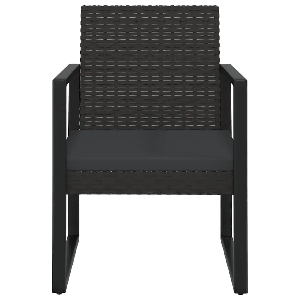 Outdoor Patio Sofa Set Four Piece Black Poly Rattan with Cushions for Garden and Backyard Relaxation